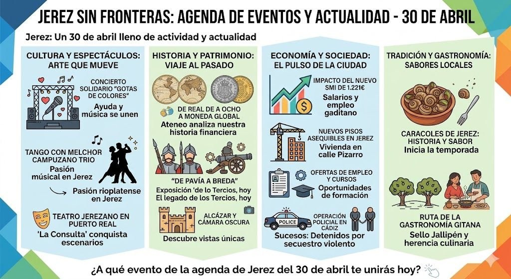 Agenda de eventos en Jerez para el 30 de abril: cultura y actualidad