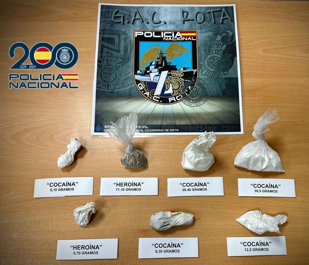 Operación contra el narcotráfico en Rota: detenido con cocaína y heroína