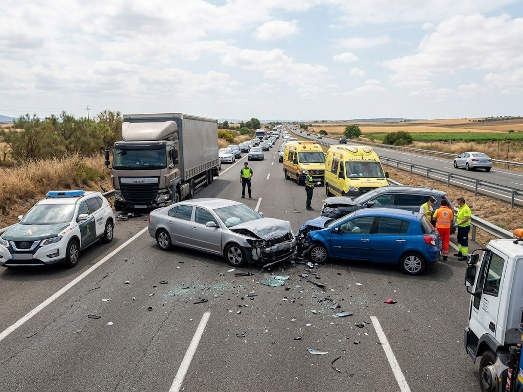Caos y pánico en la A-4: Nueve heridos tras ser embestidos por un camión en Córdoba