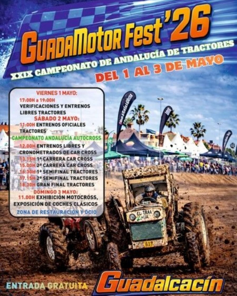 El GuadaMotor Fest 2026 en Guadalcacín celebra el XXIX Campeonato de Andalucía de Tractores
