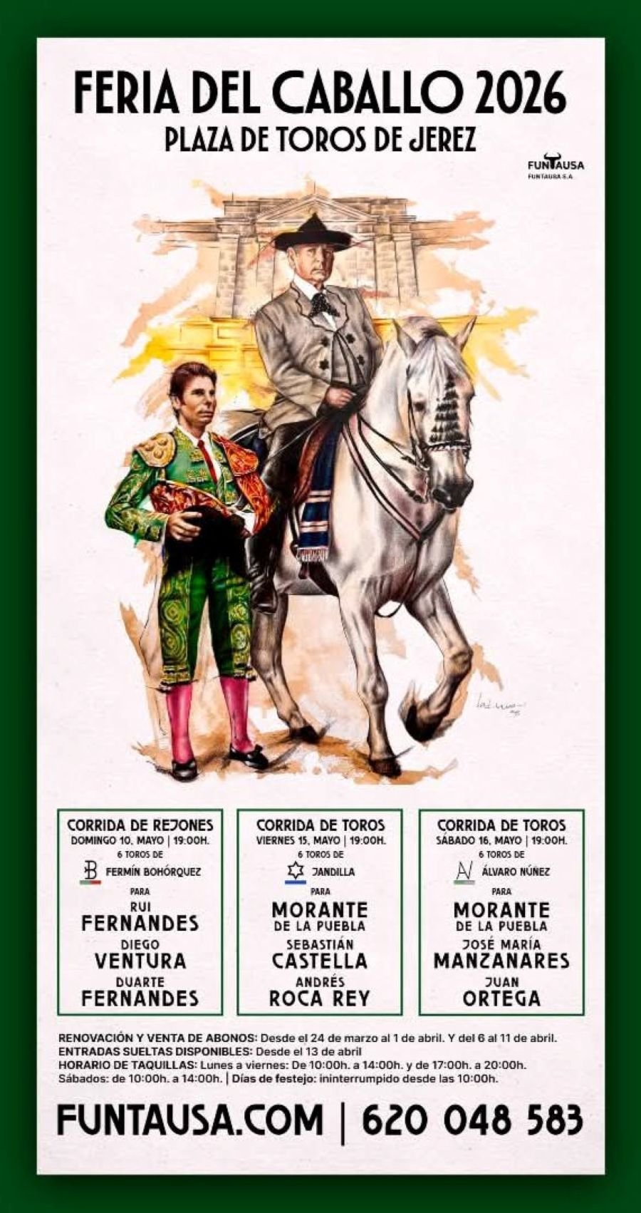 Cartel de toros de la Feria del Caballo de Jerez 2026: Programación y Figuras