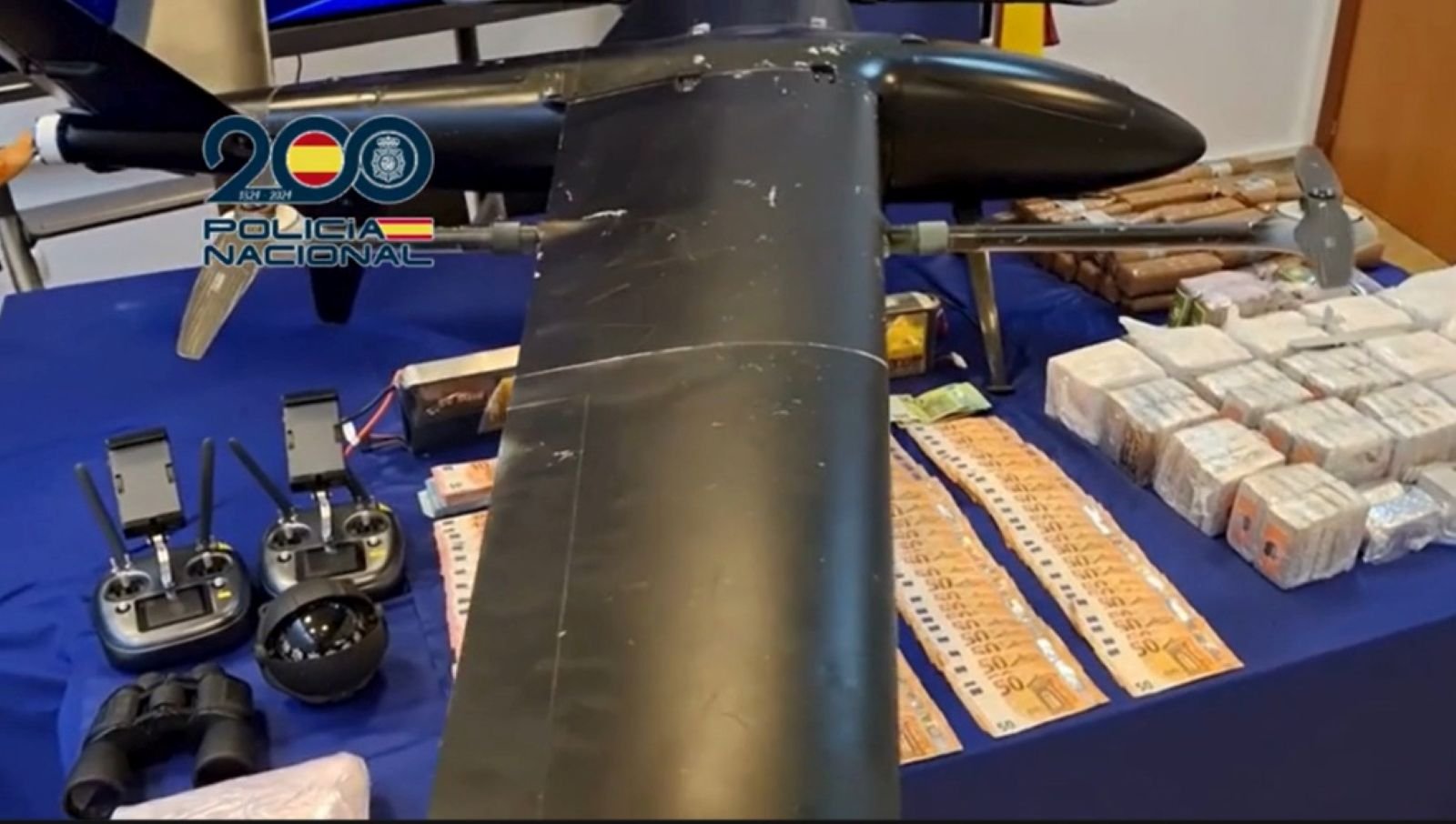 Drones de los narcotraficantes interceptados por la Policía en el Estrecho