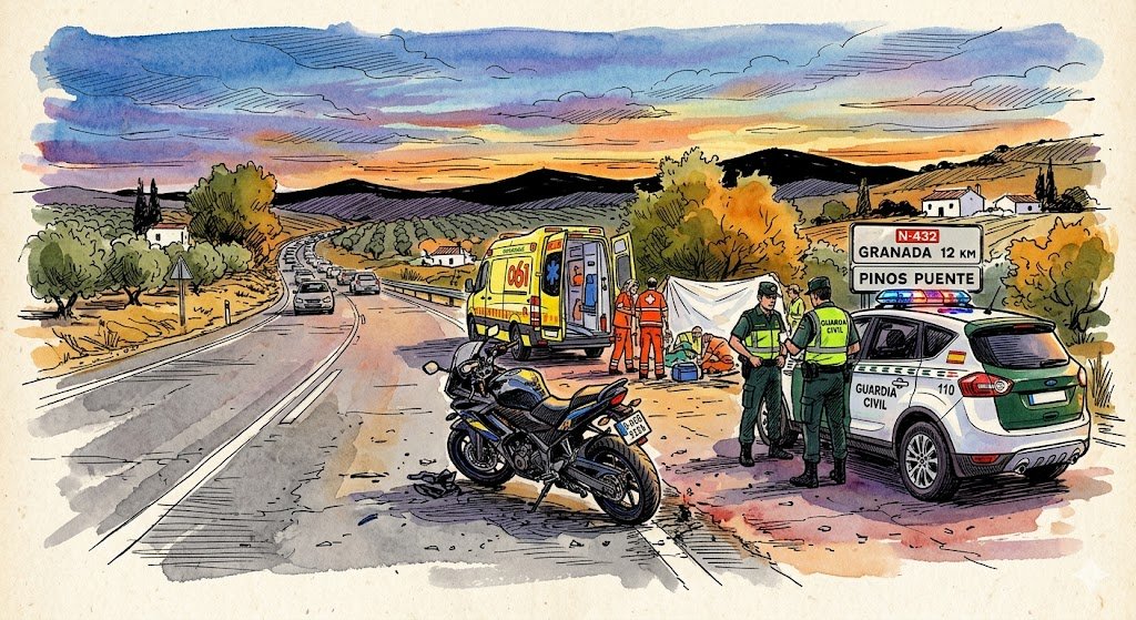 Muere un motorista en un accidente de tráfico en Pinos Puente (Granada)