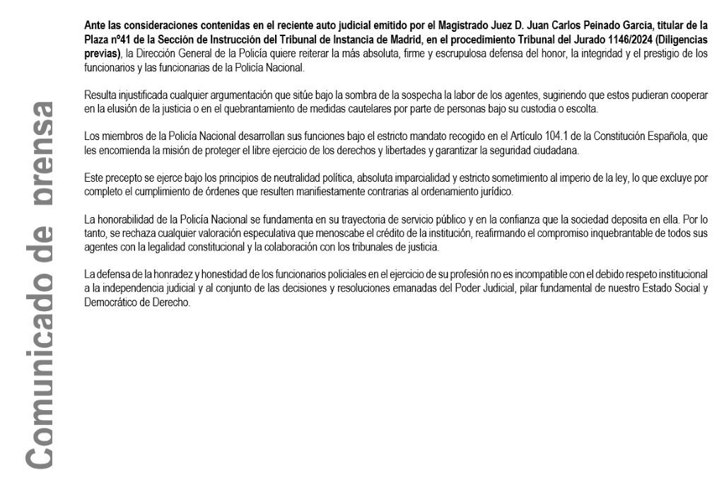 ¡Guerra total! La Policía estalla contra el juez Peinado por acusar a los escoltas de Begoña Gómez de «facilitar» su fuga