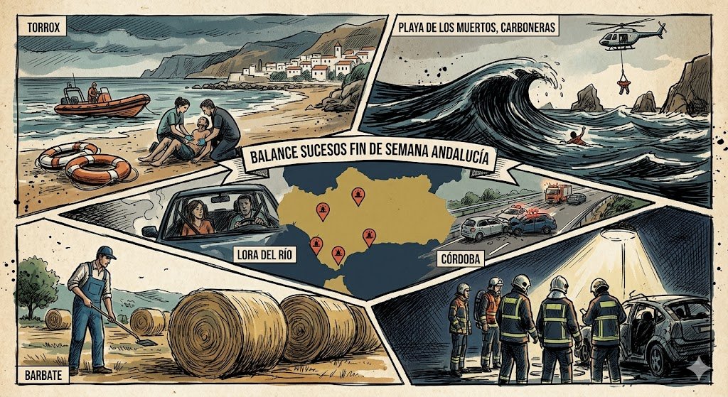 El trágico balance de sucesos del fin de semana en Andalucía deja cinco muertos