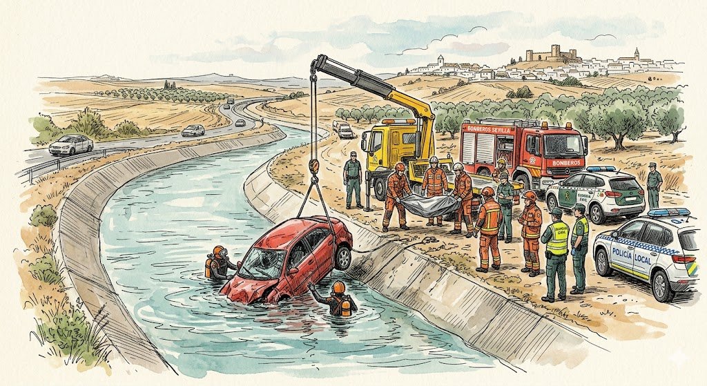 Accidente mortal en Carmona: Muere al caer a un canal