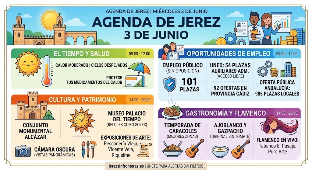 Agenda de Jerez para el 3 de junio: Empleo, cultura y planes