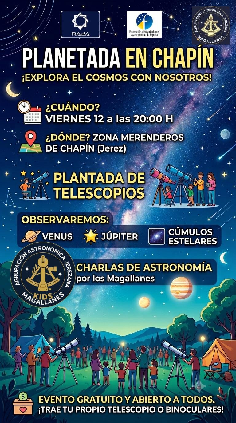 Planetada en Chapín en Jerez: Observación espacial gratis este viernes