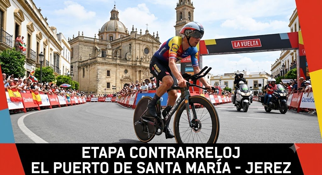 Tramo urbano de la etapa contrarreloj de la Vuelta a España entre El Puerto y Jerez en la Avenida Domecq