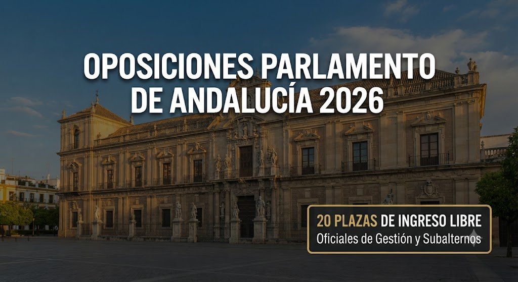 Oposiciones al Parlamento de Andalucía 2026: convocatoria de 20 plazas libres de empleo público