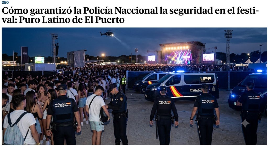 Agentes de la Policía Nacional realizando controles de seguridad en los accesos al festival Puro Latino Fest en El Puerto de Santa María.
