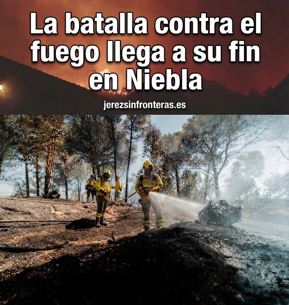Tras diez días de intensa lucha, las autoridades confirman que el incendio forestal en Niebla está estabilizado.