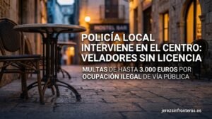 La Policía Local de Jerez sanciona a un bar del centro con multas de hasta 3.000 euros por veladores