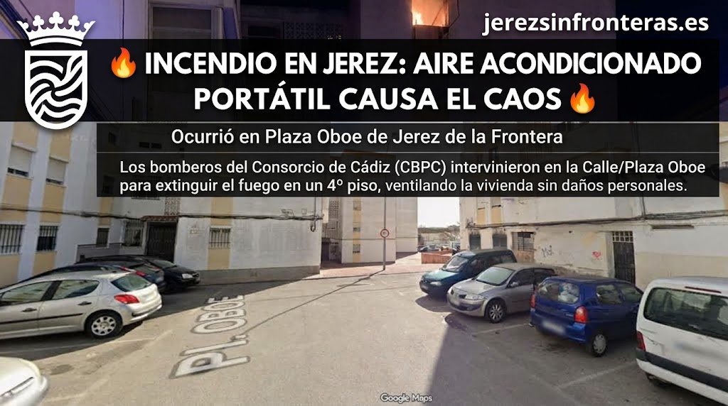 Un aire acondicionado causa un incendio en un cuarto piso en Jerez y activa a los bomberos