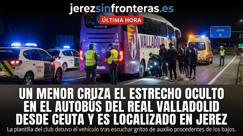 Un menor cruza el Estrecho oculto en el autobús del Real Valladolid desde Ceuta y es localizado en Jerez