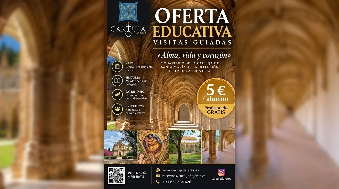El Monasterio de la Cartuja abre sus puertas a los centros educativos con un programa adaptado y visitas por 5 euros
